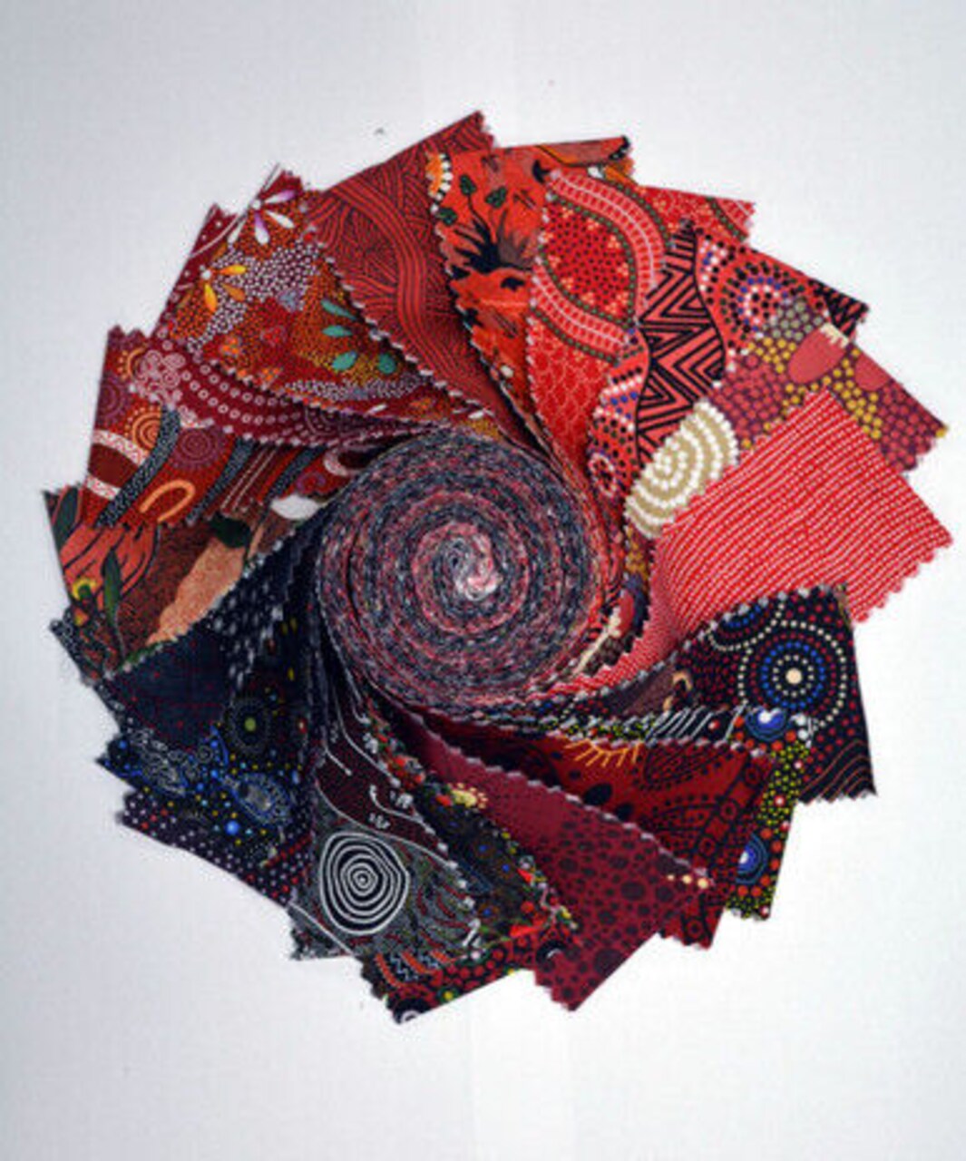 Red Jelly Rolls 20 strips Australian Aboriginal Cotton Fabric by M S Textiles